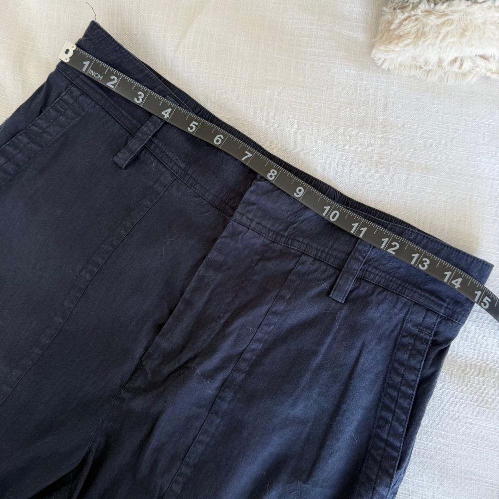 Vince Womens Navy Blue Linen Blend Cargo Pants Elastic Waist Straight Leg Size M - Picture 7 of 7